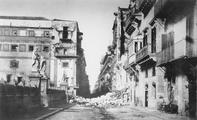 Barricade of General Turr, Via Toledo in Palermo, June 1860 by Gustave Le Gray